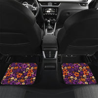 Hawaii Halloween Car Mats Skeleton Pumpkin Hawaiian Flower Tribal DT05 Set 2pcs - Back Purple - Polynesian Pride