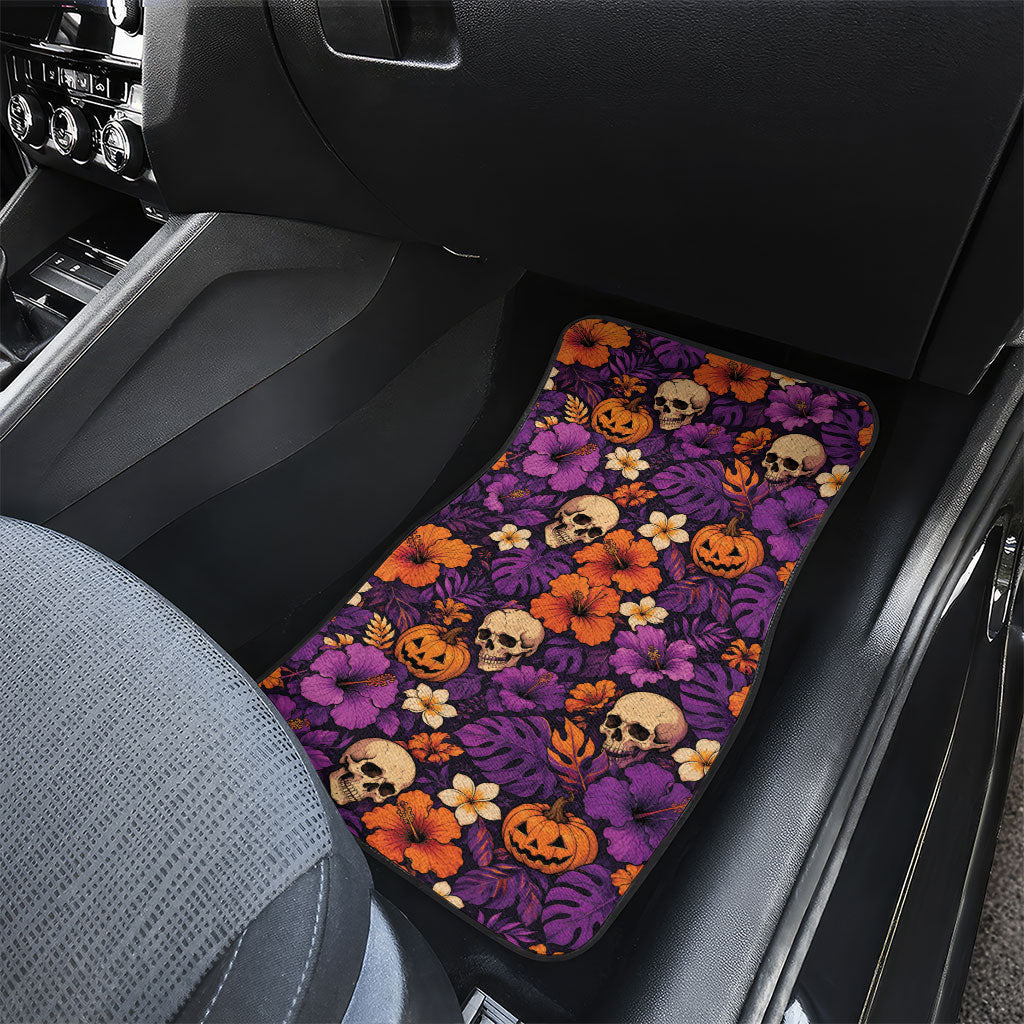 Hawaii Halloween Car Mats Skeleton Pumpkin Hawaiian Flower Tribal DT05 - Polynesian Pride