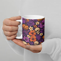 Hawaii Halloween Ceramic Mug Skeleton Pumpkin Hawaiian Flower Tribal DT05 - Polynesian Pride