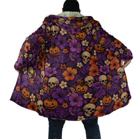 Hawaii Halloween Cloak Skeleton Pumpkin Hawaiian Flower Tribal DT05 - Polynesian Pride