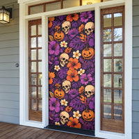 Hawaii Halloween Door Cover Skeleton Pumpkin Hawaiian Flower Tribal DT05 - Polynesian Pride