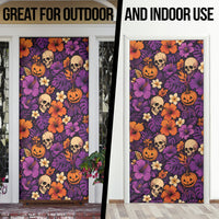 Hawaii Halloween Door Cover Skeleton Pumpkin Hawaiian Flower Tribal DT05 - Polynesian Pride