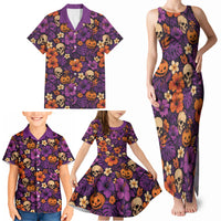 Hawaii Halloween Family Matching Tank Maxi Dress and Hawaiian Shirt Skeleton Pumpkin Hawaiian Flower Tribal DT05 - Polynesian Pride