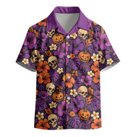 Hawaii Halloween Kid Hawaiian Shirt Skeleton Pumpkin Hawaiian Flower Tribal DT05 - Polynesian Pride