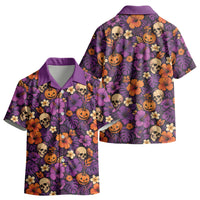 Hawaii Halloween Kid Hawaiian Shirt Skeleton Pumpkin Hawaiian Flower Tribal DT05 - Polynesian Pride