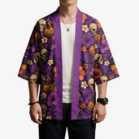 Hawaii Halloween Kimono Skeleton Pumpkin Hawaiian Flower Tribal DT05 - Polynesian Pride