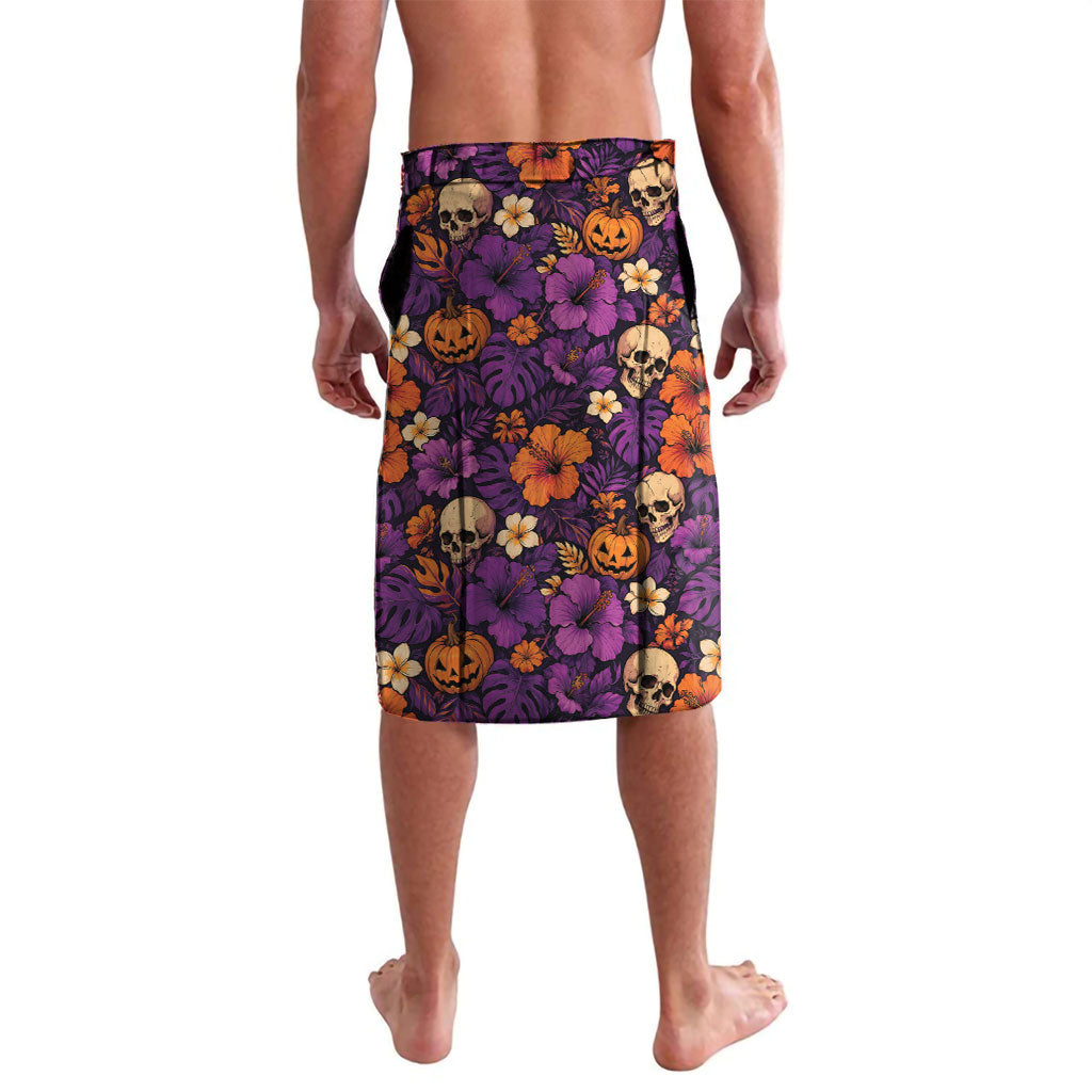 Hawaii Halloween Lavalava Skeleton Pumpkin Hawaiian Flower Tribal DT05 - Polynesian Pride