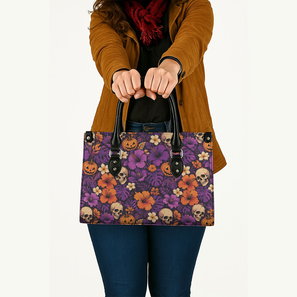 Hawaii Halloween Leather Bag Skeleton Pumpkin Hawaiian Flower Tribal DT05 - Polynesian Pride