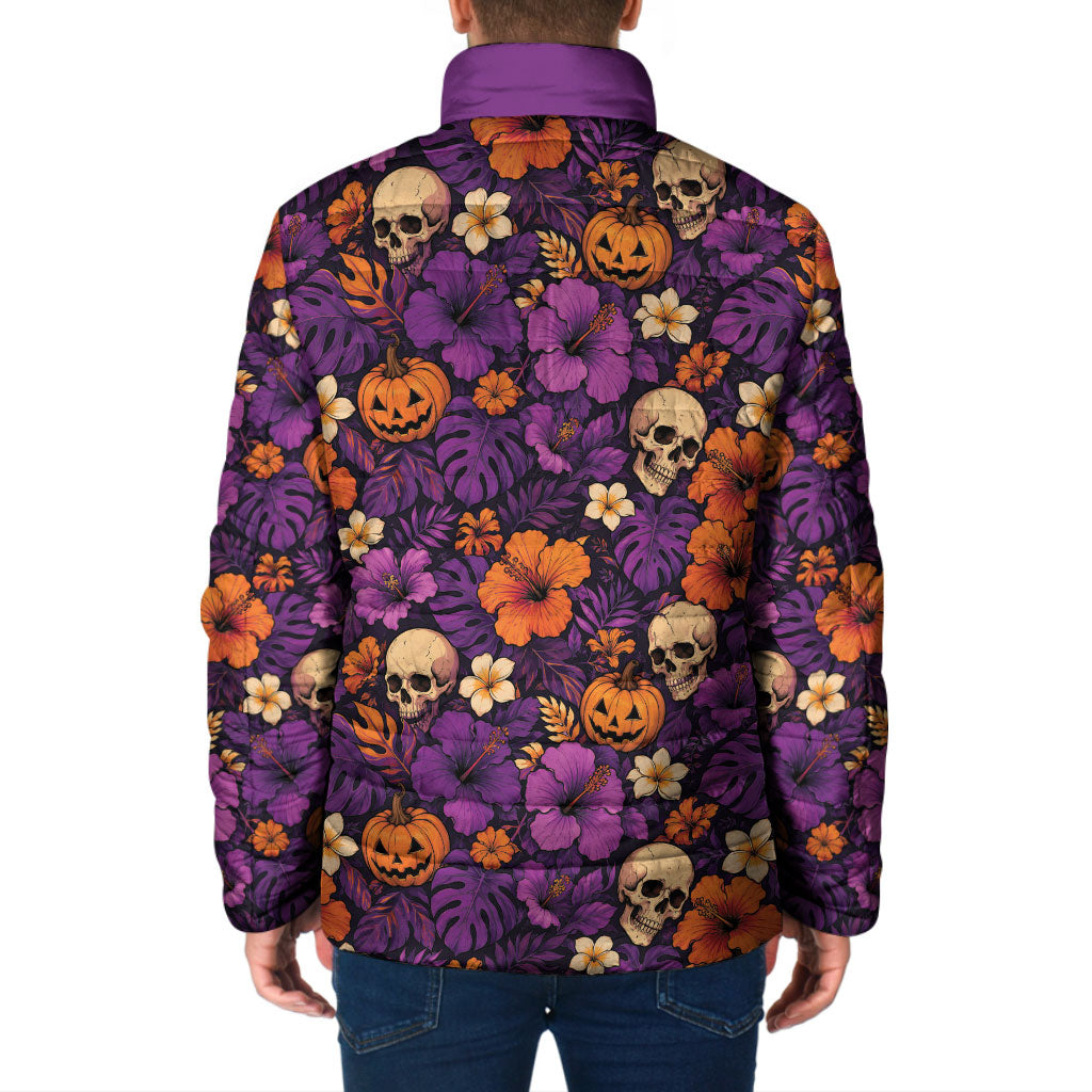 Hawaii Halloween Padded Jacket Skeleton Pumpkin Hawaiian Flower Tribal DT05 - Polynesian Pride