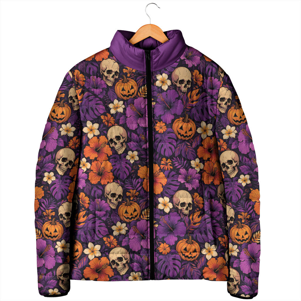 Hawaii Halloween Padded Jacket Skeleton Pumpkin Hawaiian Flower Tribal DT05 - Polynesian Pride