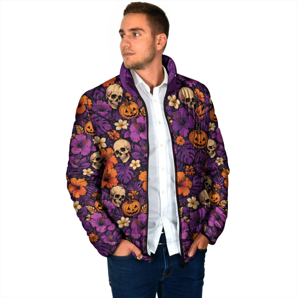 Hawaii Halloween Padded Jacket Skeleton Pumpkin Hawaiian Flower Tribal DT05 - Polynesian Pride