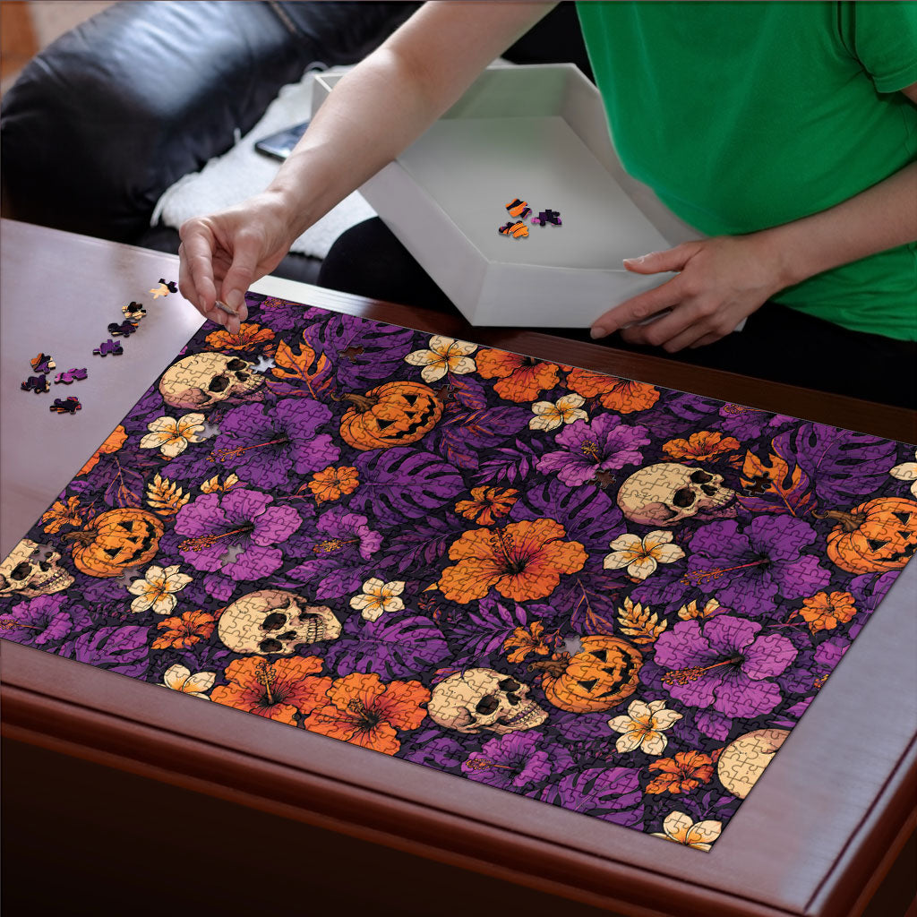 Hawaii Halloween Puzzle Skeleton Pumpkin Hawaiian Flower Tribal DT05 - Polynesian Pride