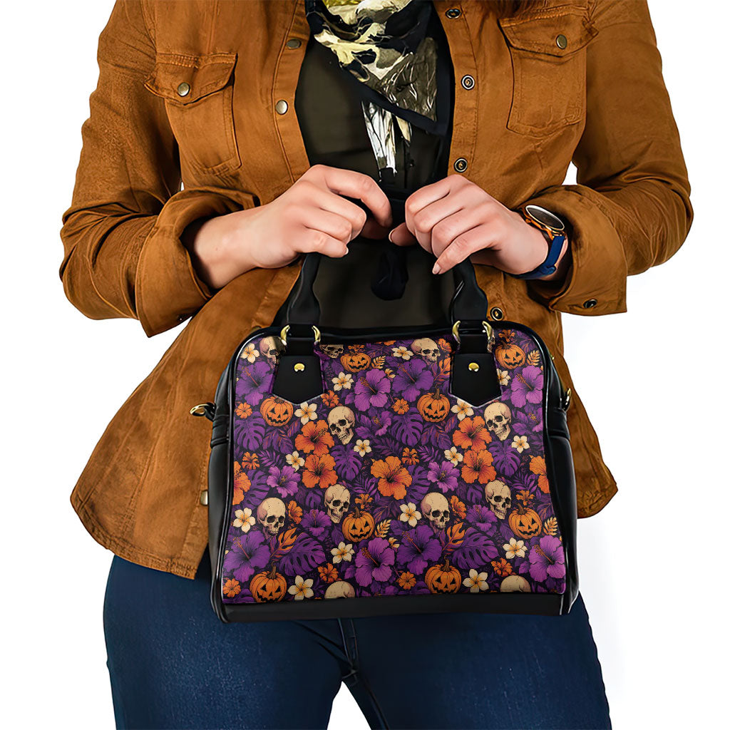Hawaii Halloween Shoulder Handbag Skeleton Pumpkin Hawaiian Flower Tribal DT05 - Polynesian Pride