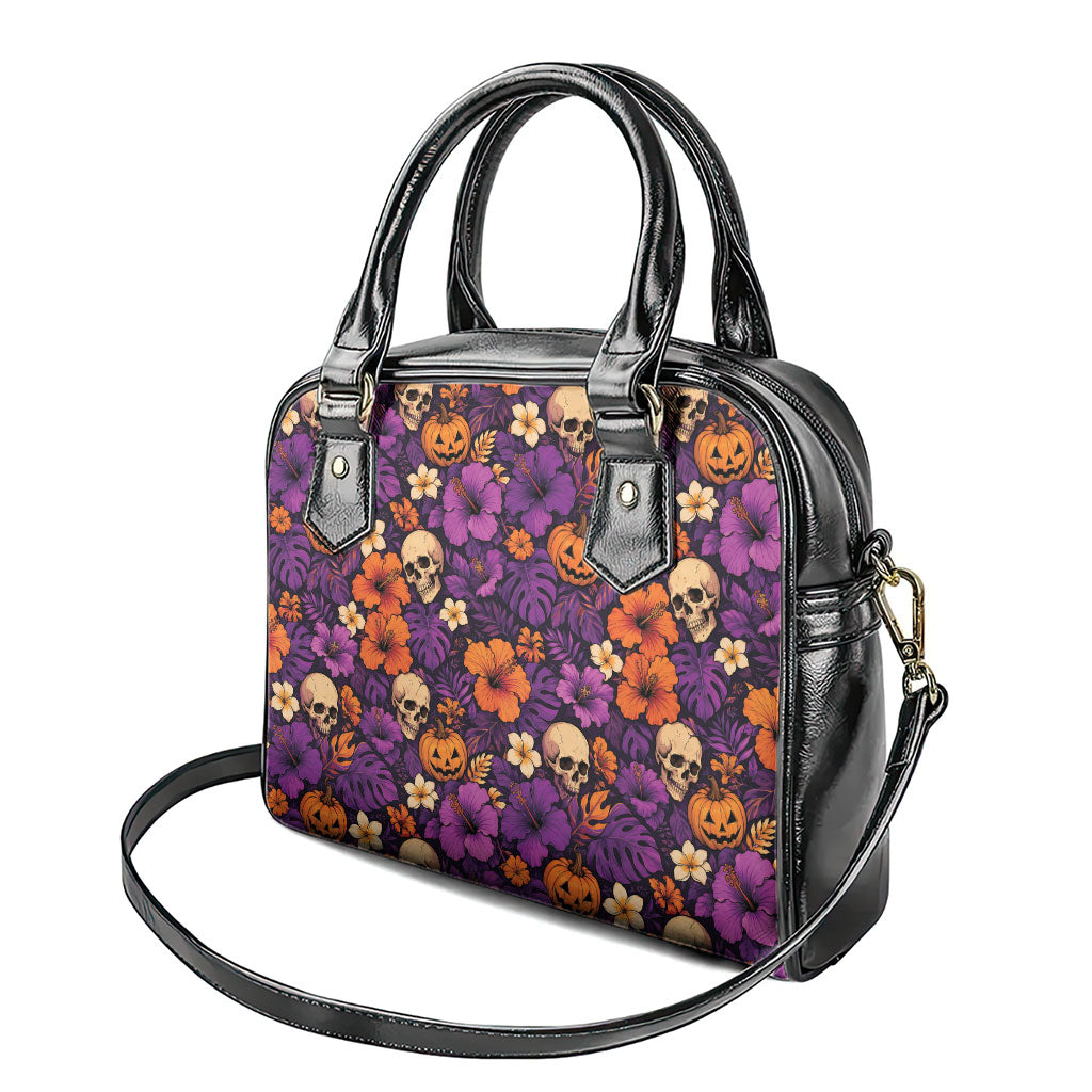 Hawaii Halloween Shoulder Handbag Skeleton Pumpkin Hawaiian Flower Tribal DT05 - Polynesian Pride