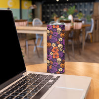 Hawaii Halloween Skinny Tumbler Skeleton Pumpkin Hawaiian Flower Tribal DT05 - Polynesian Pride