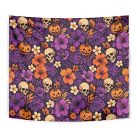Hawaii Halloween Tapestry Skeleton Pumpkin Hawaiian Flower Tribal DT05 - Polynesian Pride