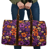 Hawaii Halloween Travel Bag Skeleton Pumpkin Hawaiian Flower Tribal DT05 Purple - Polynesian Pride