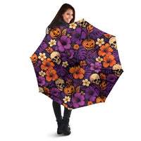 Hawaii Halloween Umbrella Skeleton Pumpkin Hawaiian Flower Tribal DT05 - Polynesian Pride