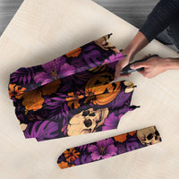 Hawaii Halloween Umbrella Skeleton Pumpkin Hawaiian Flower Tribal DT05 - Polynesian Pride