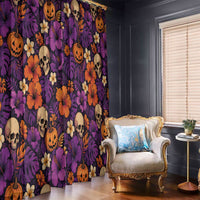 Hawaii Halloween Window Curtain Skeleton Pumpkin Hawaiian Flower Tribal DT05 - Polynesian Pride