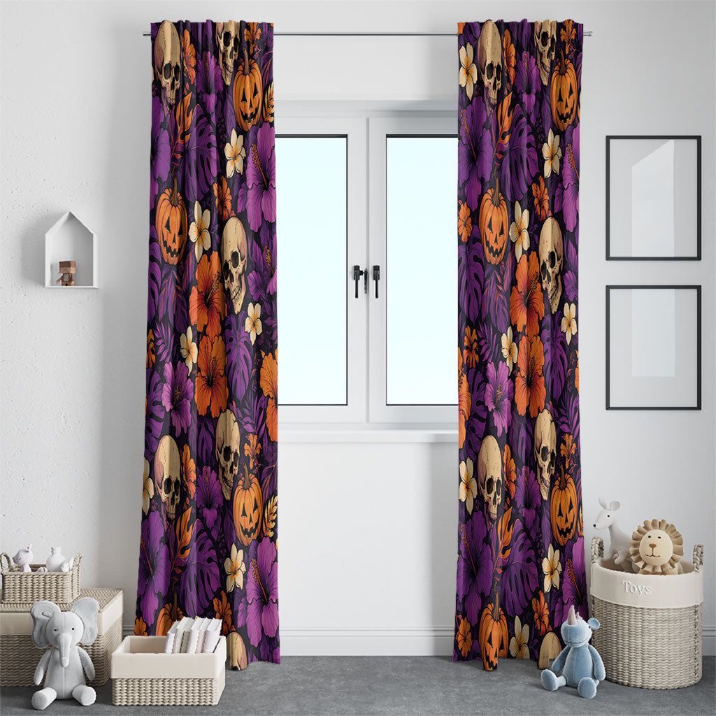 Hawaii Halloween Window Curtain Skeleton Pumpkin Hawaiian Flower Tribal DT05 - Polynesian Pride