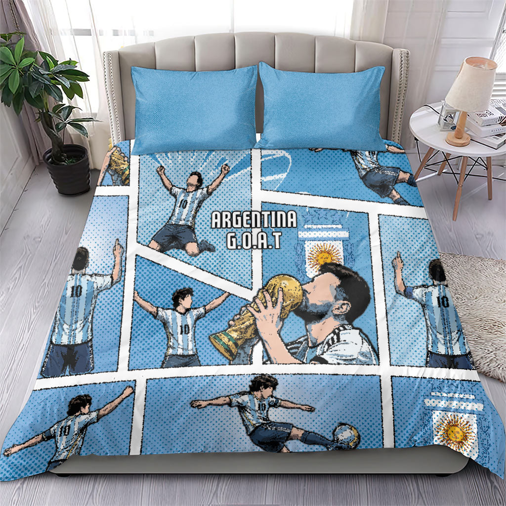 Argentina Football Bedding Set Goat Comic Style Sun Of May