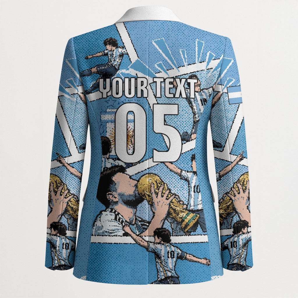 Custom Argentina Football Blazer Goat Comic Style Sun Of May