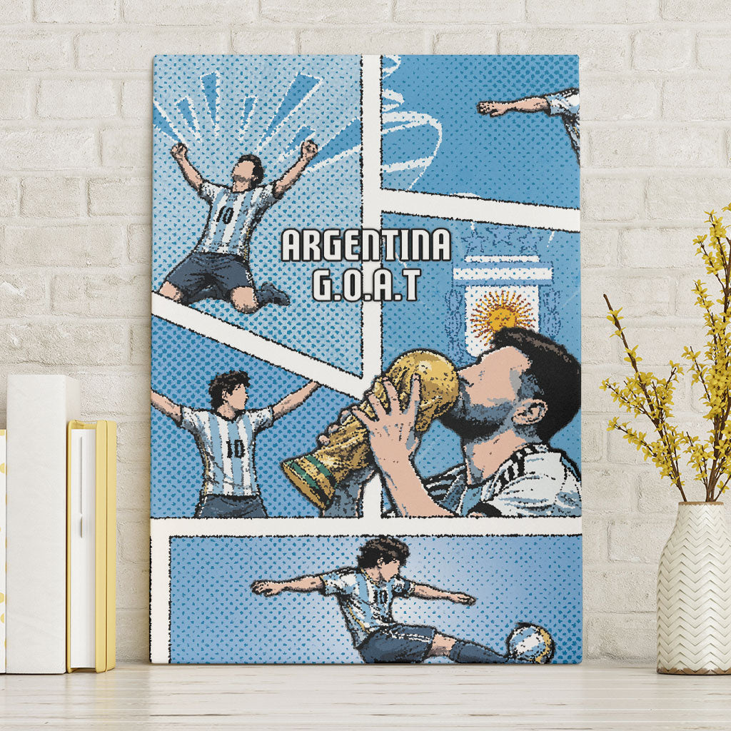 Argentina Football Canvas Wall Art Goat Comic Style Sun Of May