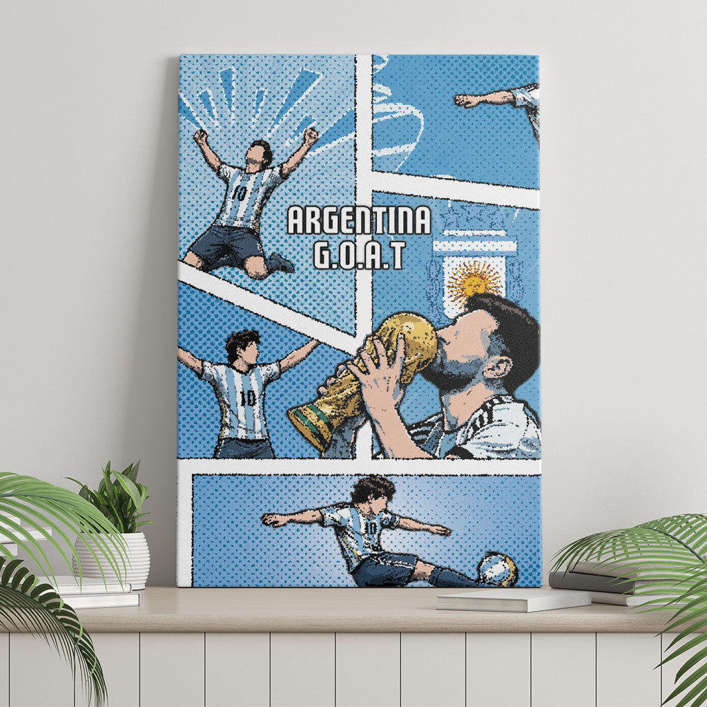 Argentina Football Canvas Wall Art Goat Comic Style Sun Of May