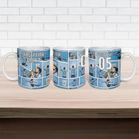 Custom Argentina Football Ceramic Mug Goat Comic Style Sun Of May