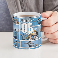 Custom Argentina Football Ceramic Mug Goat Comic Style Sun Of May