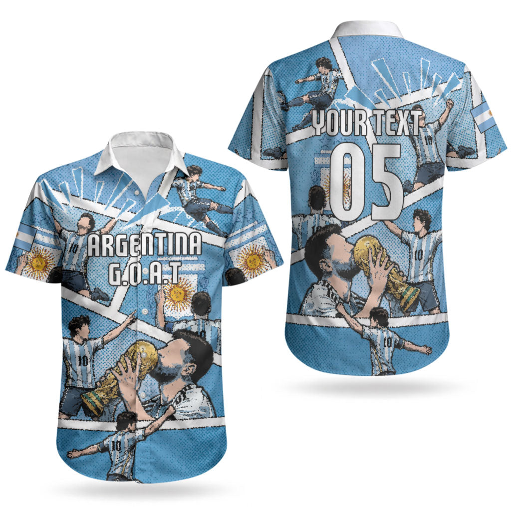 Custom Argentina Football Couples Matching Long Sleeve Bodycon Dress and Hawaiian Shirt Goat Comic Style Sun Of May DT05 - Polynesian Pride
