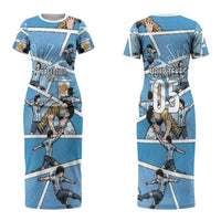 Custom Argentina Football Couples Matching Short Sleeve Bodycon Dress and Hawaiian Shirt Goat Comic Style Sun Of May DT05 - Polynesian Pride