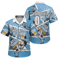 Custom Argentina Football Family Matching Off Shoulder Short Dress and Hawaiian Shirt Goat Comic Style Sun Of May DT05 Son's Shirt Blue - Polynesian Pride