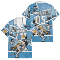 Custom Argentina Football Family Matching Tank Maxi Dress and Hawaiian Shirt Goat Comic Style Sun Of May DT05 Dad's Shirt - Short Sleeve Blue - Polynesian Pride