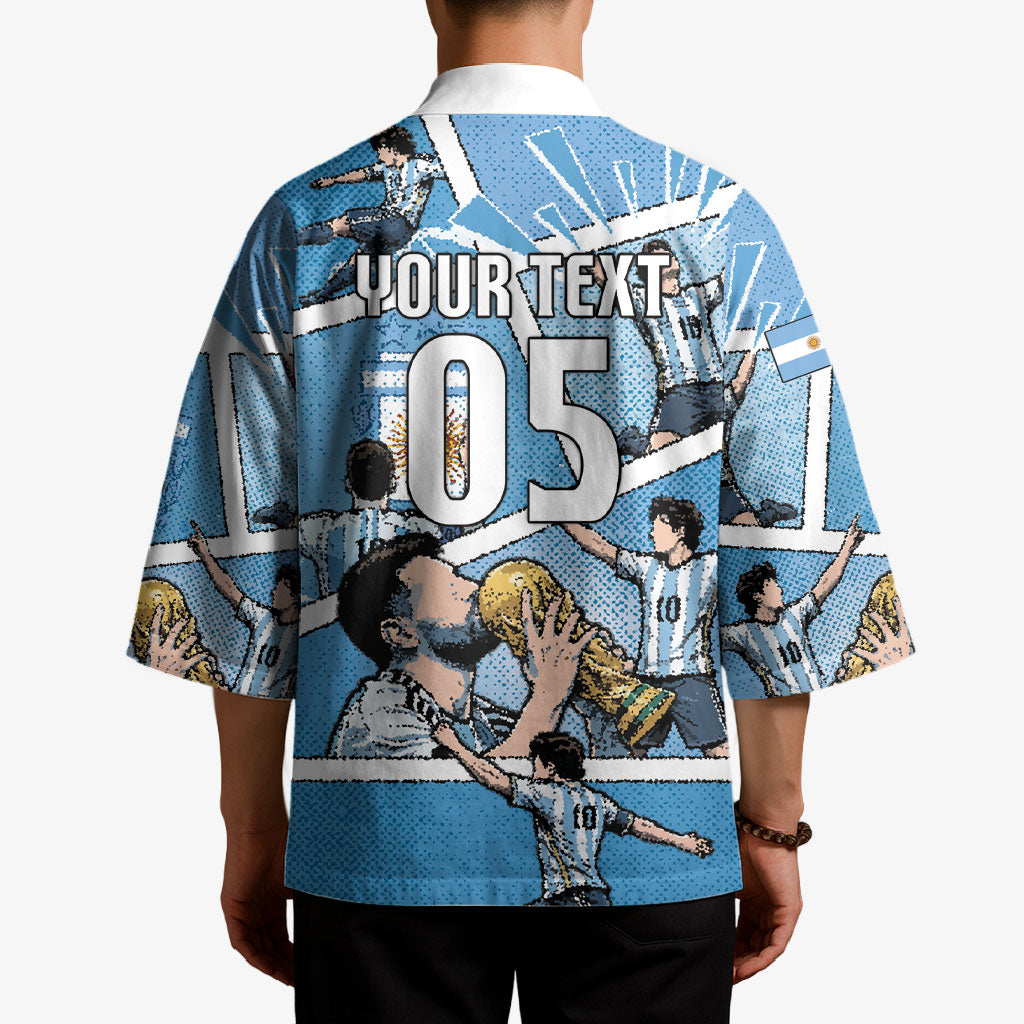 Custom Argentina Football Kimono Goat Comic Style Sun Of May