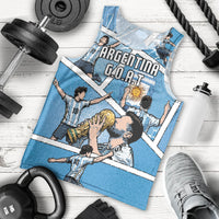 Custom Argentina Football Men Tank Top Goat Comic Style Sun Of May