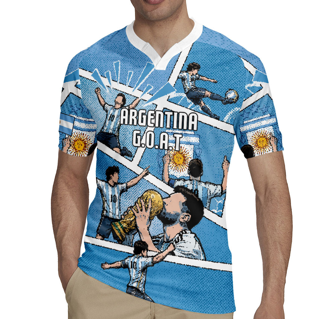 Custom Argentina Football Rugby Jersey Goat Comic Style Sun Of May