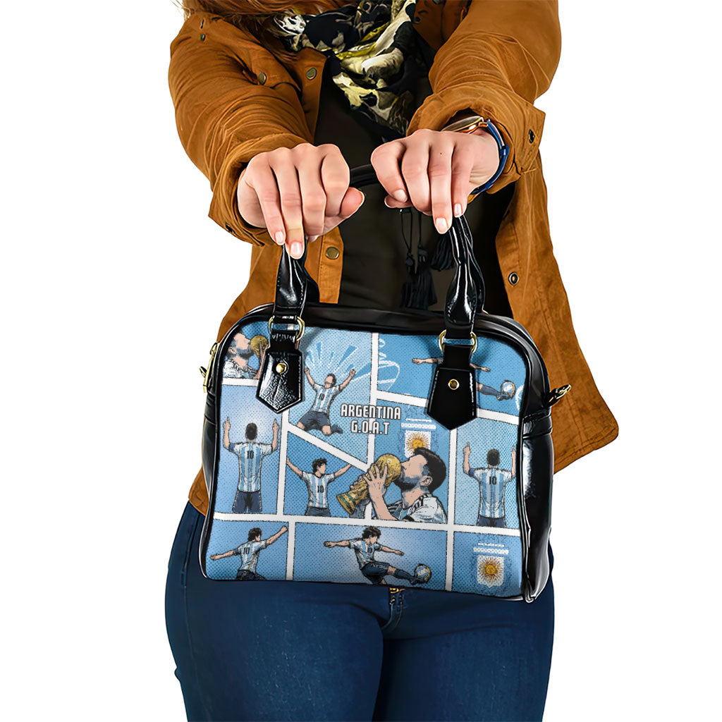 Argentina Football Shoulder Handbag Goat Comic Style Sun Of May