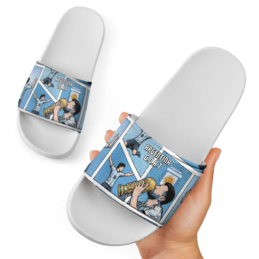 Argentina Football Slide Sandals Goat Comic Style Sun Of May
