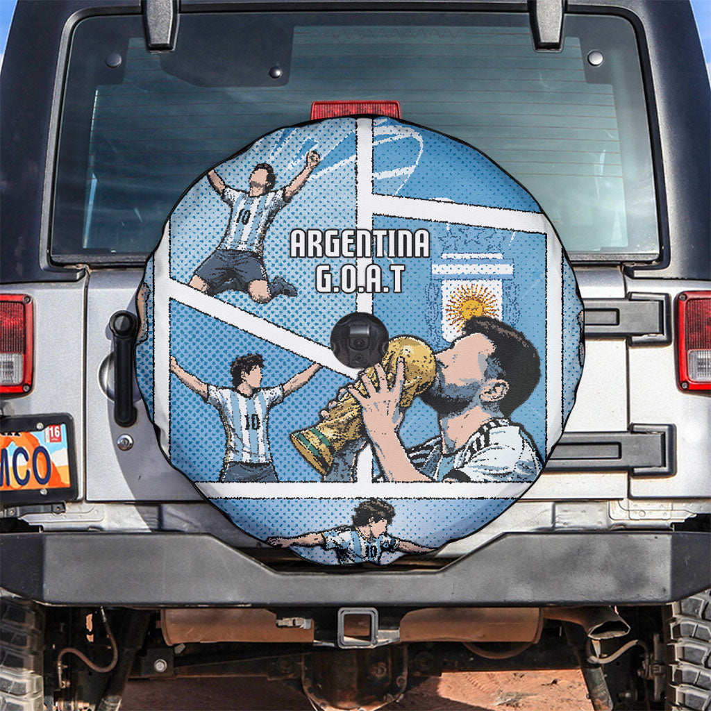 Argentina Football Spare Tire Cover Goat Comic Style Sun Of May