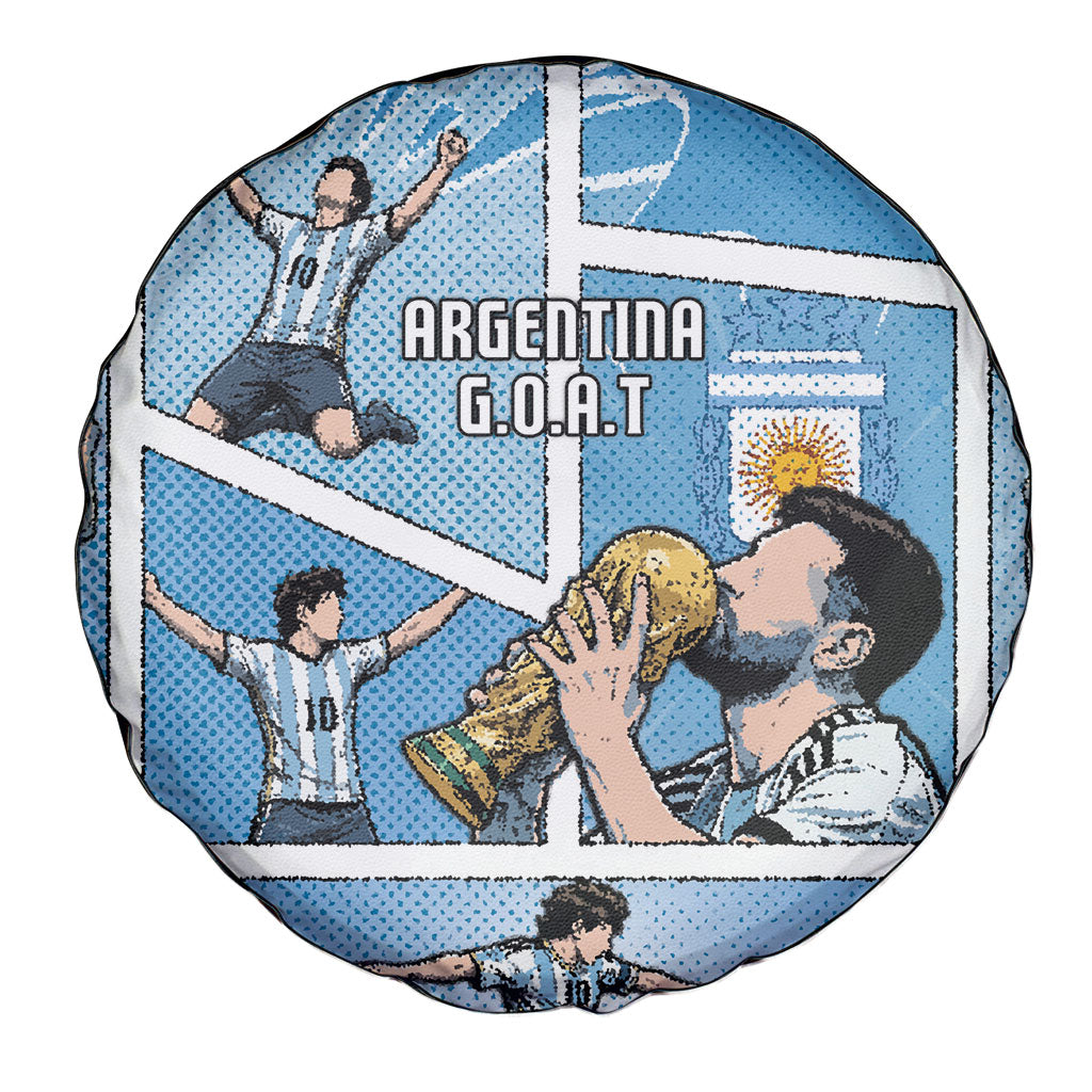 Argentina Football Spare Tire Cover Goat Comic Style Sun Of May