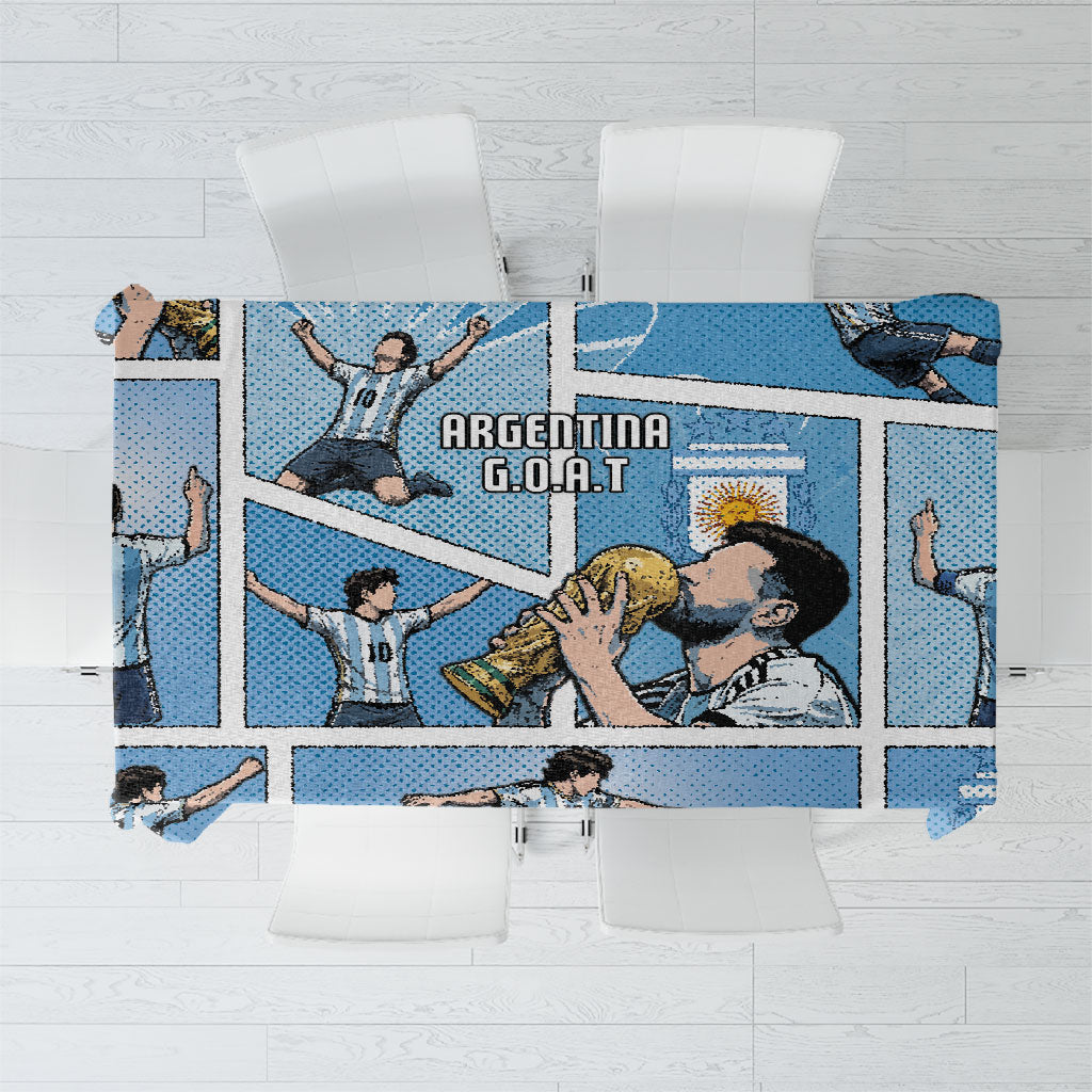 Argentina Football Tablecloth Goat Comic Style Sun Of May