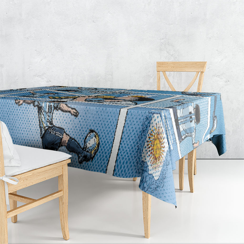 Argentina Football Tablecloth Goat Comic Style Sun Of May