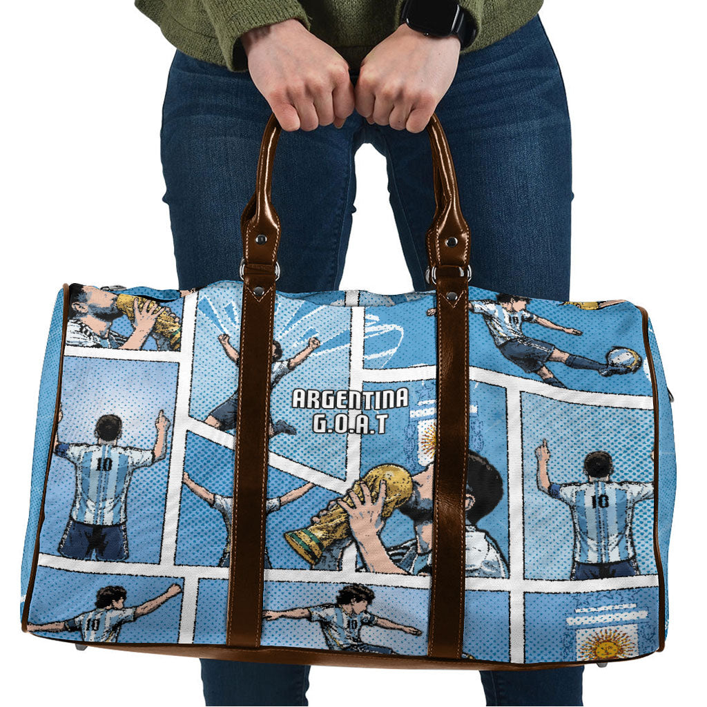 Argentina Football Travel Bag Goat Comic Style Sun Of May DT05 Blue - Polynesian Pride