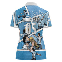 Custom Argentina Football Women Polo Shirt Goat Comic Style Sun Of May DT05 - Polynesian Pride
