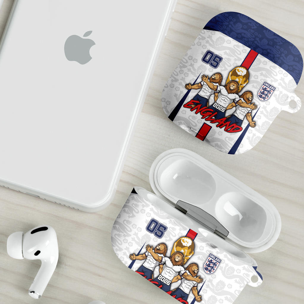 Custom England Football AirPods Case Three Lions Trophy St George Cross