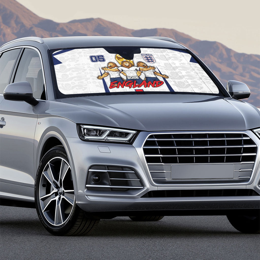 Custom England Football Auto Sun Shade Three Lions Trophy St George Cross