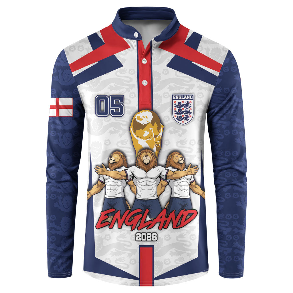 Custom England Football Button Sweatshirt Three Lions Trophy St George Cross