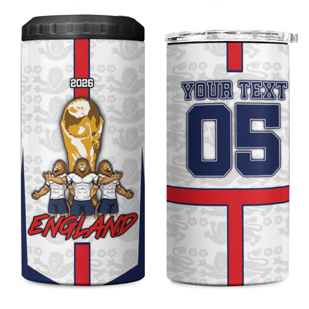 Custom England Football 4 in 1 Can Cooler Tumbler Three Lions Trophy St George Cross DT05 One Size: 16 oz White - Polynesian Pride